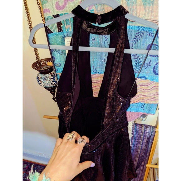 Free People Black Sequined Mini Dress - Picture 3 of 6